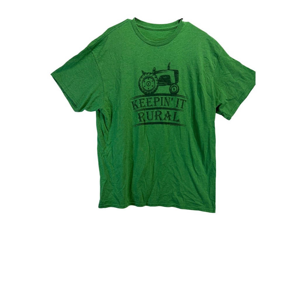 The Union Tee Keepin It Rural Tractor Graphic T-Shirt Heather Green Mens XL